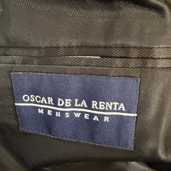 Oscar de la Renta Men’s Wool Black & Gray Herringbone Sport Coat Blazer Sz 46L - Picture 8 of 15